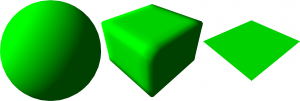 1: Sphere, cube and plane as basic CSG shapes
