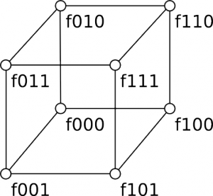 1: The vertices of a cube for trilinear interpolation